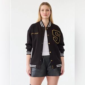 NWT GTSQ Women’s Black Swagger Society Varsity Jacket - Size Medium